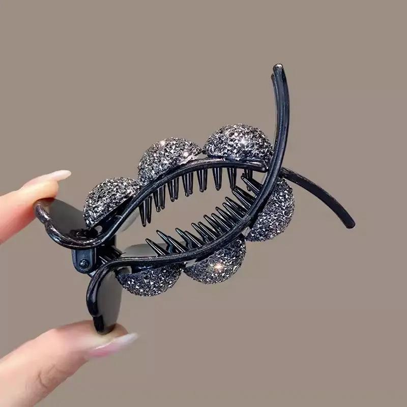 Diamond Flower Hair Claw Clip - Elegant Updo Accessory for Women