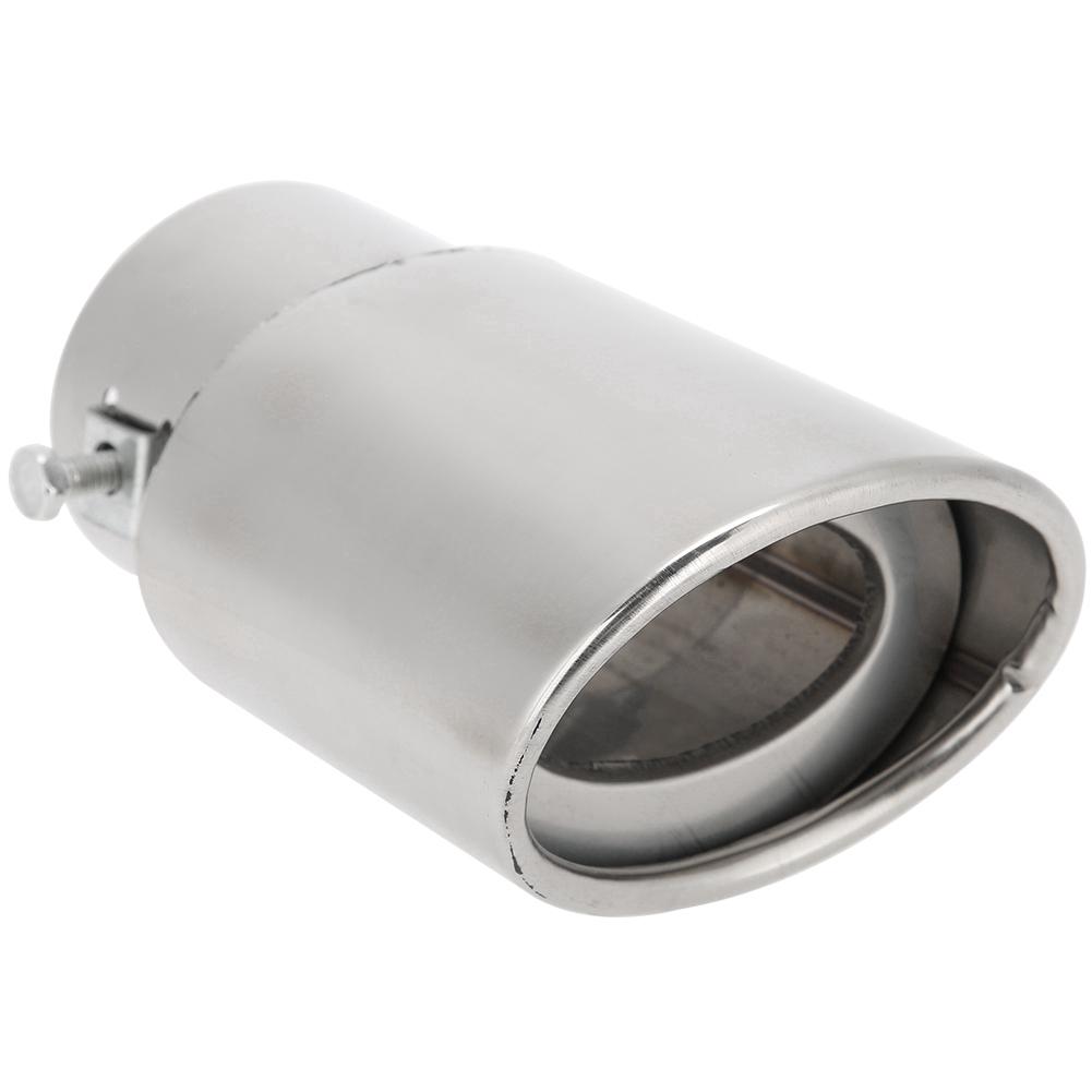 Blank Sølv Rustfritt Stål Universalt Bil Rett Eksosrør Bakre Lyddemper Tips Hale Hals
