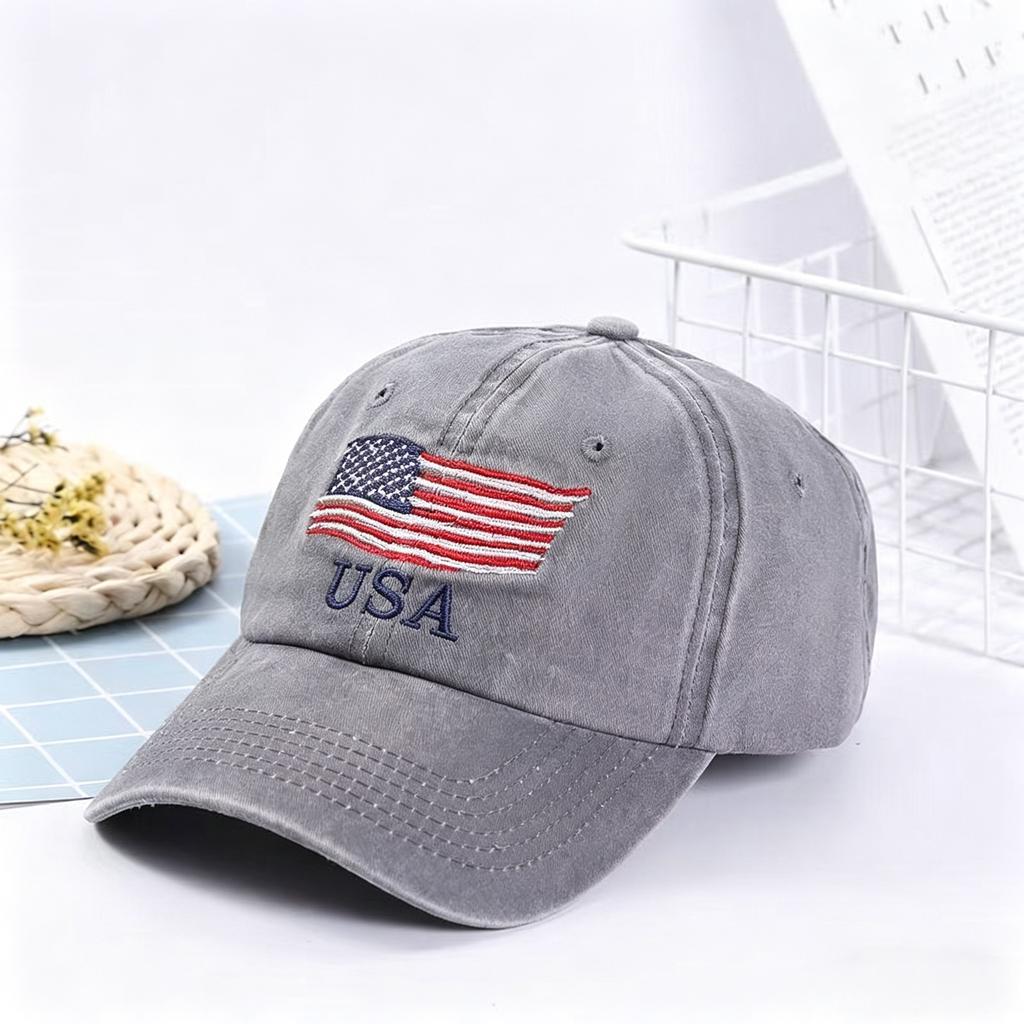 Vintage Washed Usa Flag Embroidered Baseball Cap Adjustable Cotton Dad Hat Patriotic Sun Hat For Men Women Casual Outdoor Sports