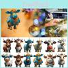 Colorful Cartoon Bull Acrylic Flat Car Hanging Ornament For Christmas Tree Decor