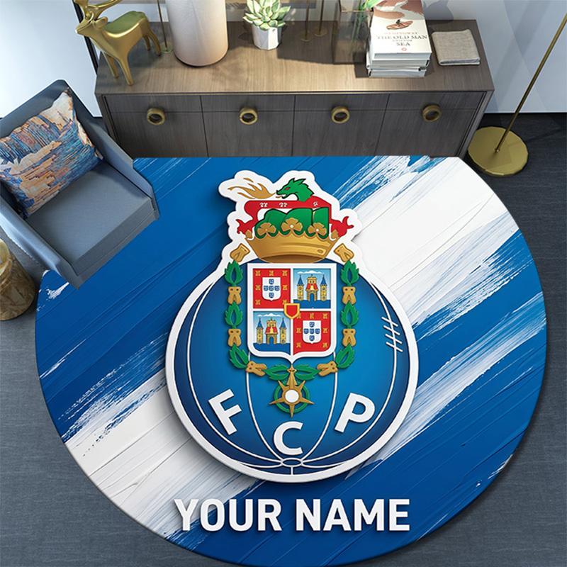 Custom Name Futebol Clube Do Porto2 Round Area Rug,Carpet Rug for Living Room Bedroom Sofa Playroom Decor,Non-slip Floor Mat