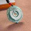 Natural A-Grade Ice Blue Jade Hollowed Peace Ring Pendant - Exquisite Chinese Retro Ornament