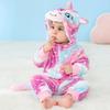 Baby Einhorn Flanell Strampler Weicher Kapuzen Einteiler Schlafanzug Cosplay Kostüm für Kleinkinder