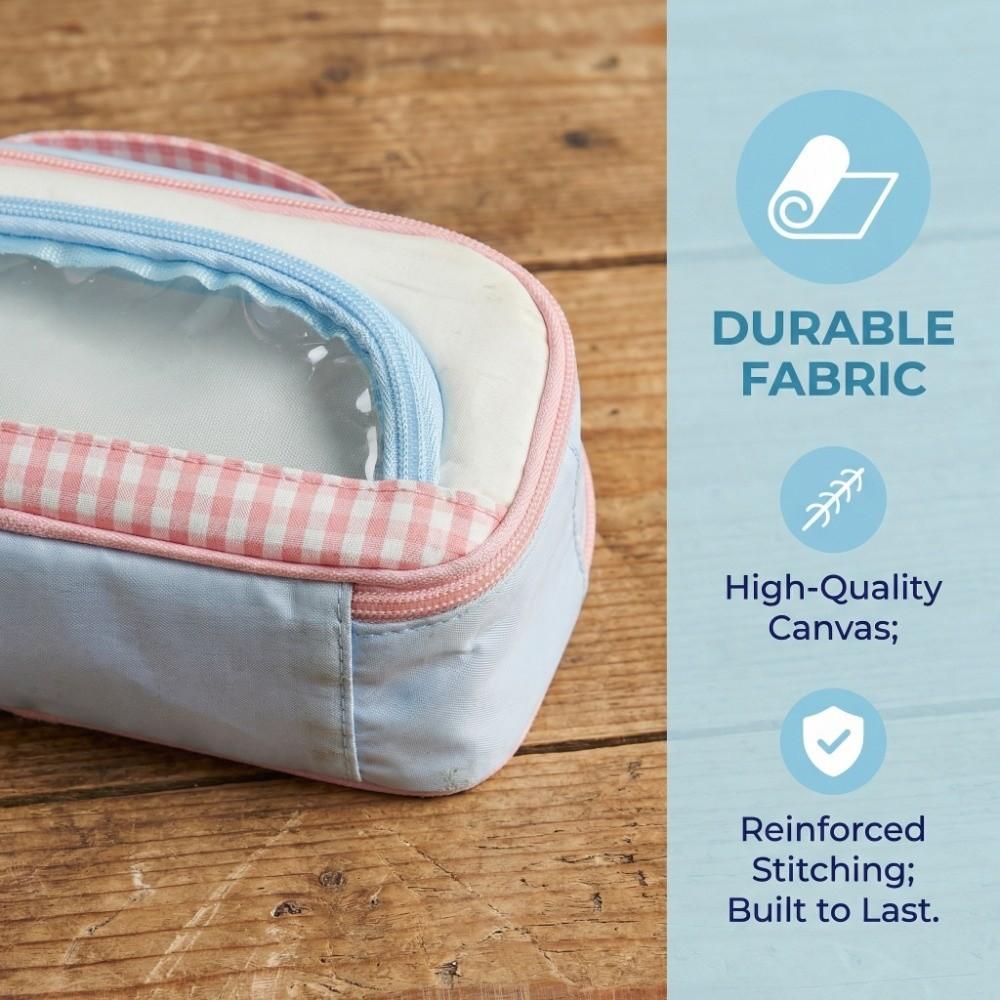 Pencil Holder Transparent Window Pencil Case Large Capacity Pen Storage Bag Birthday Gift