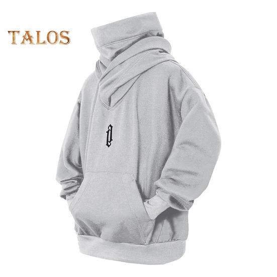 

Мужская зимняя толстовка с капюшоном, высоким воротником, защитой шеи, пуловер с капюшоном, длинными рукавами, большим карманом, эластичными манжетами и подолом, свободный повседневный спортивный топ L