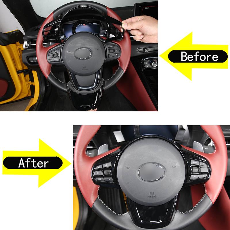 For Toyota GR Supra A90 - ABS Carbon Fiber/Black Car Steering Wheel Decorative Frame Sticker Car Interior Accessories