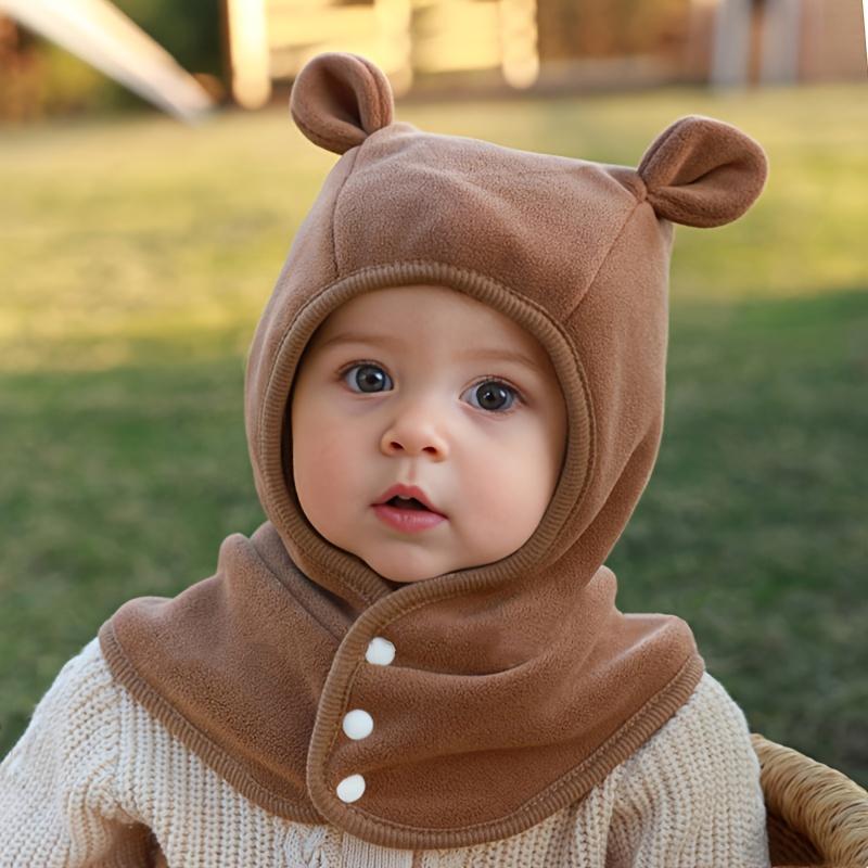1pc children's hat autumn and winter baby scarf integrated beanie warm balaclava hat kids with ear protection fits 1-3 years old