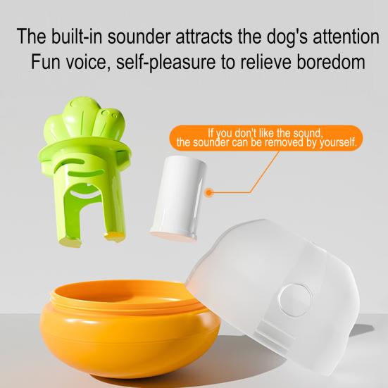 Interactive Puzzle Food Dispensing Toy Carrot Design Tumbler Pet Slow Feeder for Medium Small Dogs Cats IQ Training Brain Stimulation