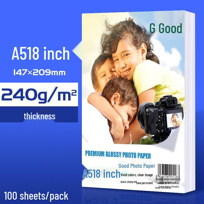 Vysoce lesklý fotografický papír A4, Různé velikosti (5", 6", 7"), Lesklá bílá pro domácí použití