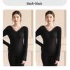 Women's Lace V-Neck Thermal Underwear Set - Slimming, Shaping, Heat-Generating Cotton