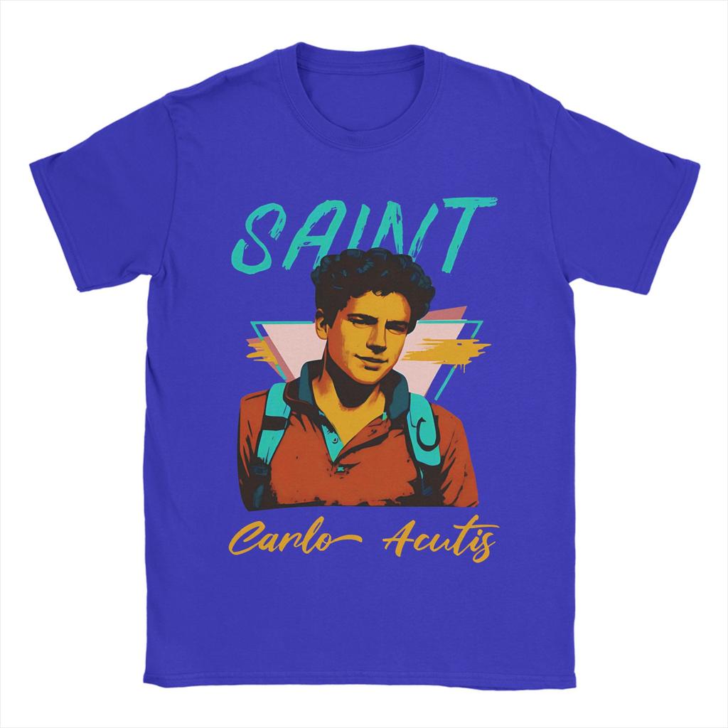 Funny Carlo Acutis T-Shirts Men O Neck 100% Cotton T Shirt Short Sleeve Tees New Arrival Clothing