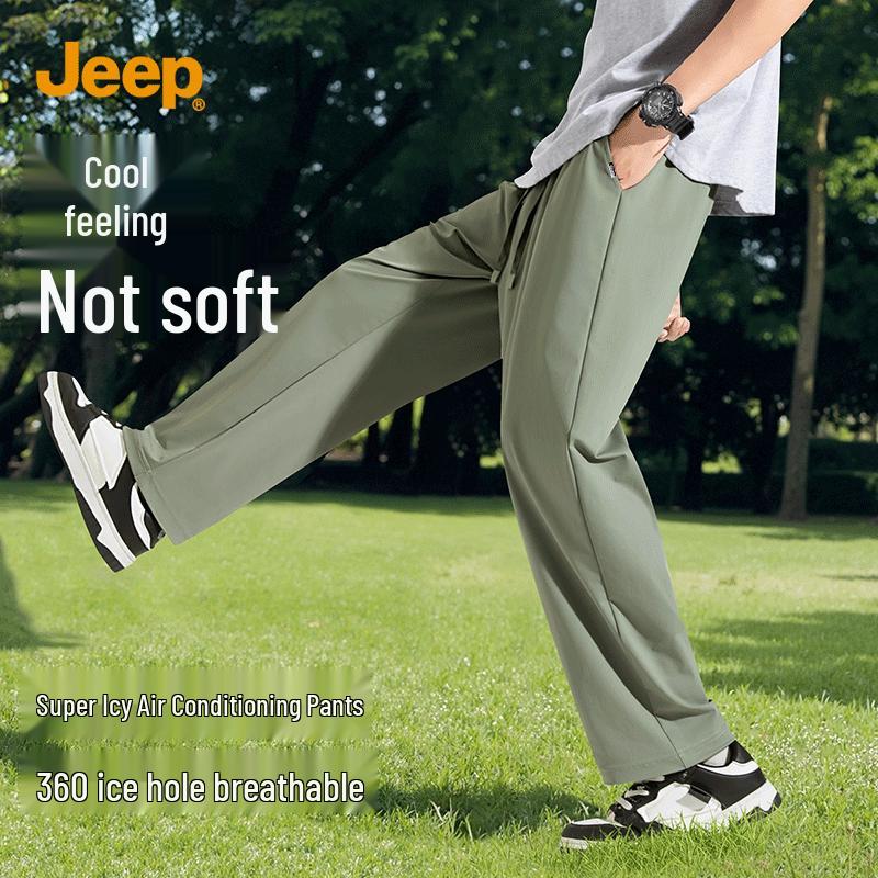 JEEP Men s 2026 Summer Quick-Dry Breathable Ice Silk Cropped Casual Pants L