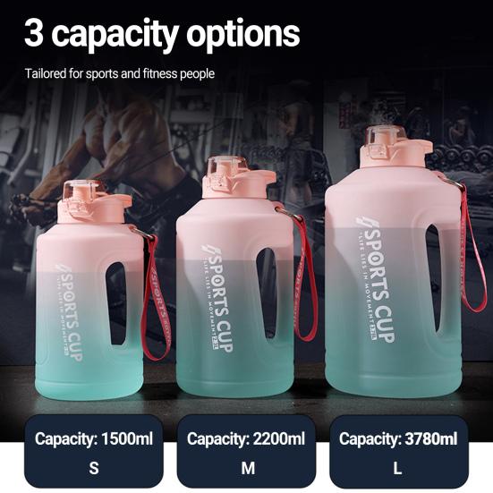 1500/2300/3780ml Large Capacity Ergonomic Handgrip Water Bottle Food Grade Leak-proof Lid Big Water