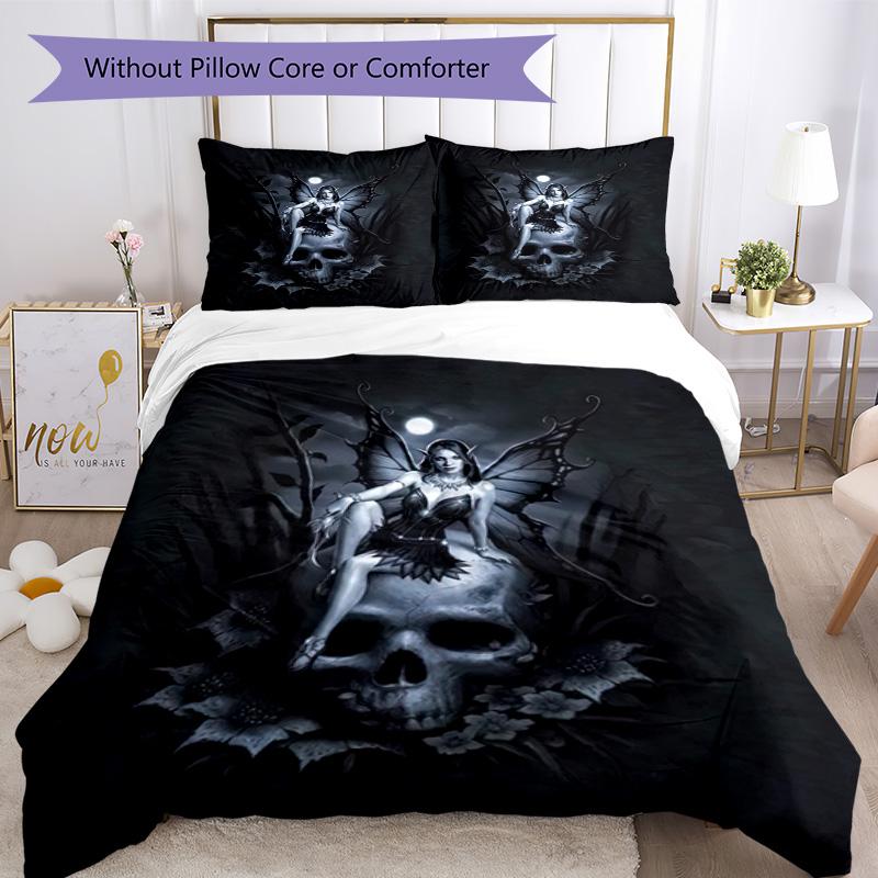 Gotisches Bettwäsche-Set Atmungsaktiver Bettbezug mit Kissenbezügen Dekorative Bettwäsche für Schlafzimmer Heimdekoration Geburtstagsgeschenk