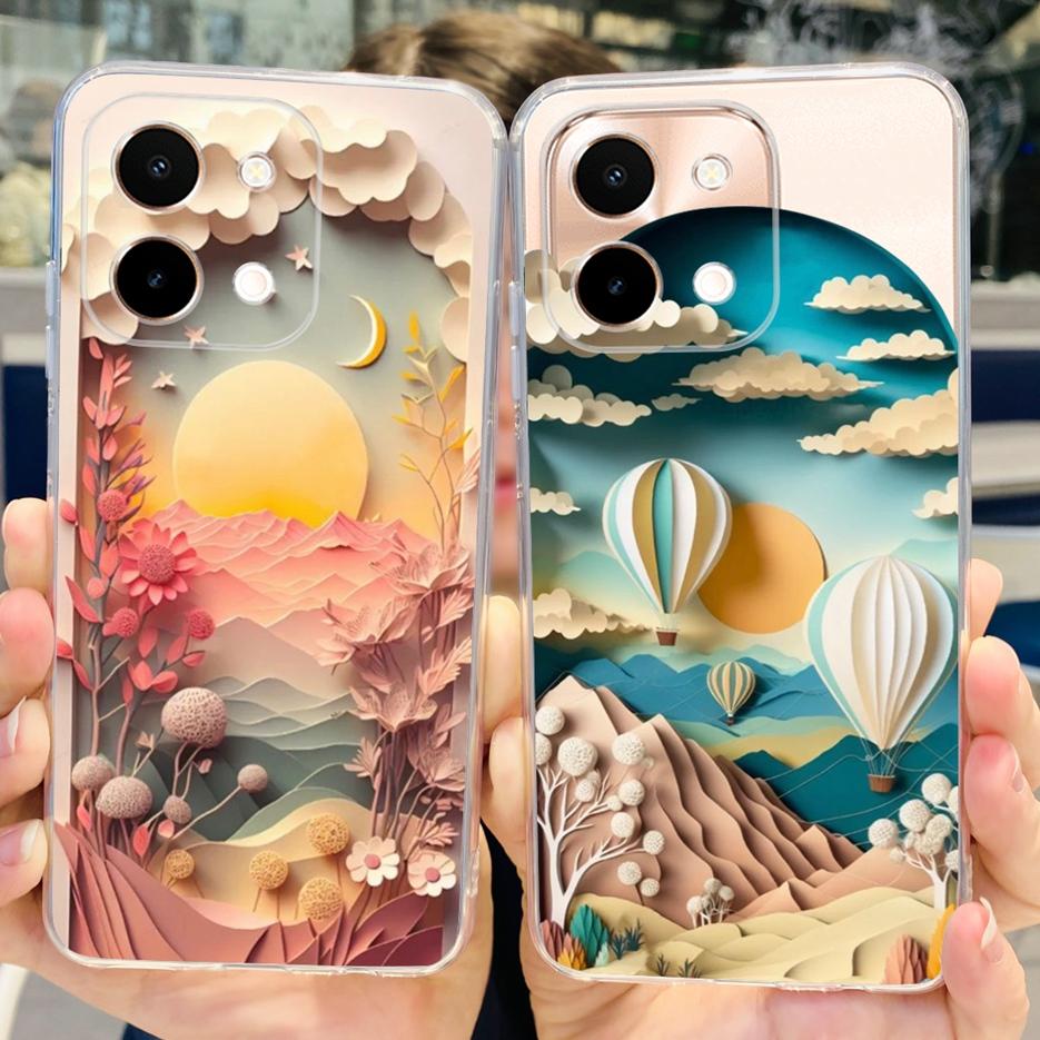 For Vivo Y28 4G Case V2352 Cute Cat Panda Painted Cover Soft Silicone Phone Case For Vivo Y28 Y 28 VivoY28 4G Funda 6.68'' Coque