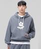 Oversized Double-Sided Brushed Kitsch Flower Balloon Hoodie - Gray