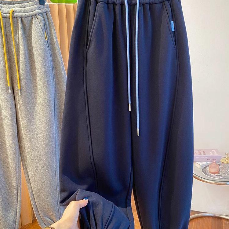 Women's Plus Size Fleece-Lined Harem Sweatpants – Autumn/Winter Style, Loose Fit, Nine-Point Cuffed.
