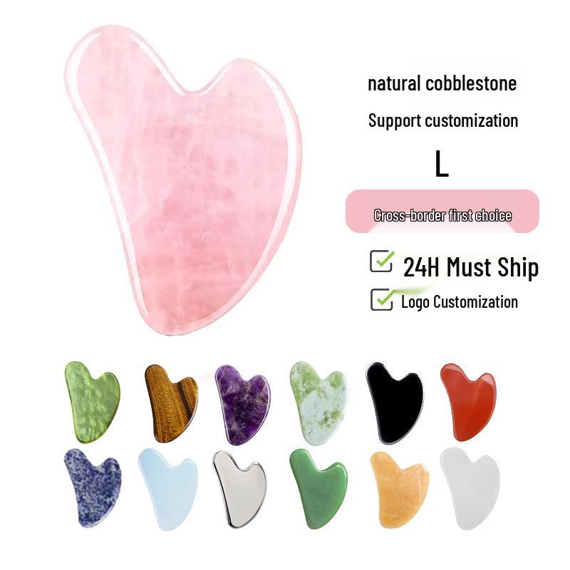 Outil de Massage Facial Gua Sha en Quartz Rose en Forme de Cœur