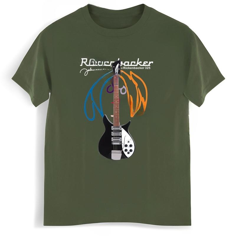 Cheavyweight streetwear anime  clothes New Arrived Mens t shirt Rickenbacke Guitar Bigger Size Homme Black T-shirt man top tees