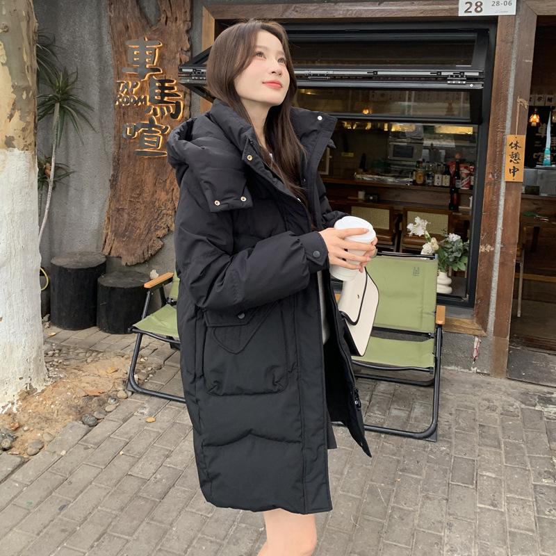 Down jacket women's medium and long 2024 winter new Korean version loose thickened warm bread jacket cotton-padded jacket jacket