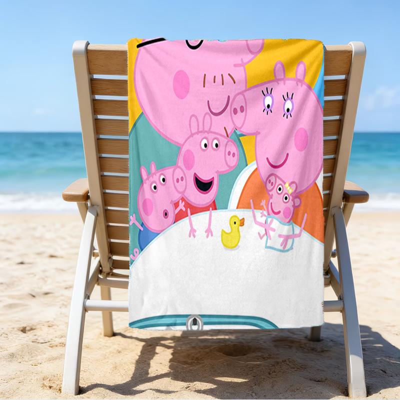 Ultra-Soft Beach Towel with Peppa Pig Theme,Ideal for Pool - Camping, Diving - Perfect Travel Essential, Vibrant Beach Towel.