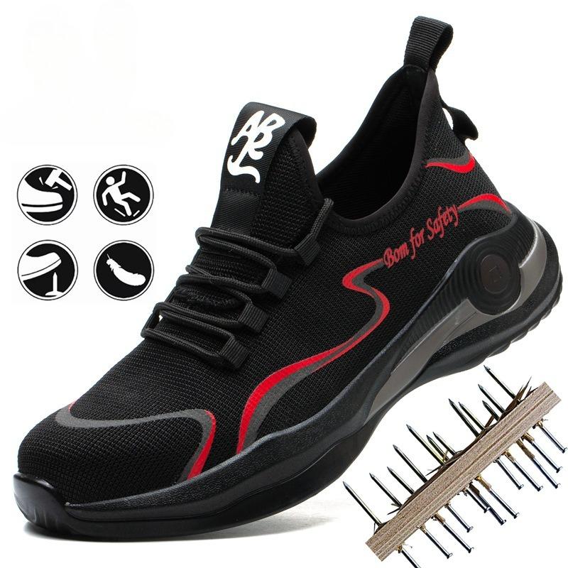 Men's Safety Shoes Steel Toe Men's Sneakers Anti-smash Anti-puncture Working Footwears Breathe Slip-Resistant Boots Waterproof