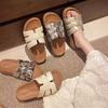 Internet celebrity soft bottom cool slippers women wear summer new with skirt flat bottom beach one word
