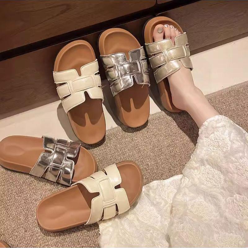 Internet celebrity soft bottom cool slippers women wear summer new with skirt flat bottom beach one word