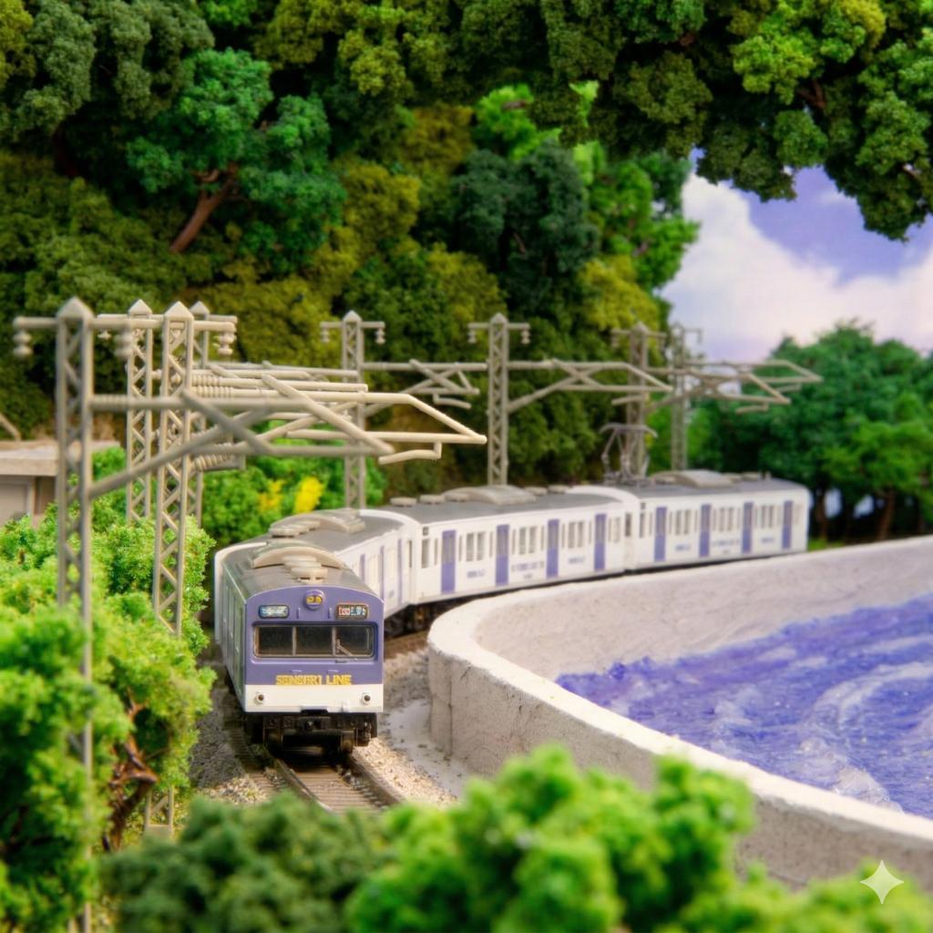 Rokuhan Z Gauge 103 Series Senseki Line Color Low Cab Type Set Model Railway Train 4-Car T022-15