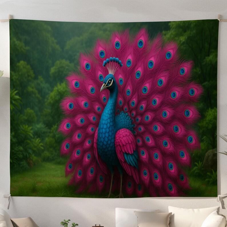 Peacocks, colorful wild animals tapestry 75x100 чёрный