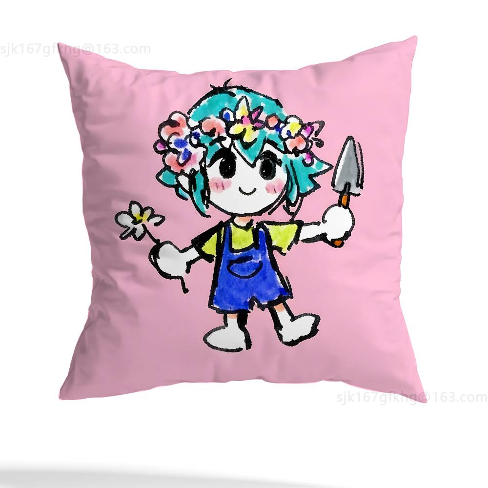 O-Omori Game Pillow Case Square Double-Sided Printing Short Plush Sofa Cushion Cover Bedroom Bedside Pillow