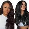 Long Wavy Synthetic Wig With Center Part Water Wave Style Women Natural Look Heat Resistant Fiber
