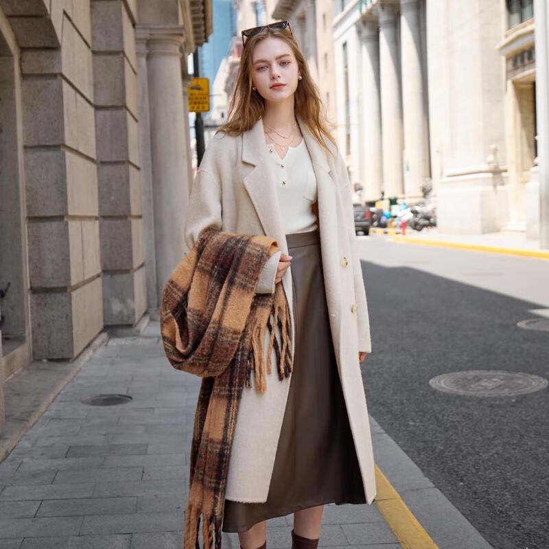 SANCITY Women's 2024 Winter Alpaca Blend Double-Faced Wool Coat