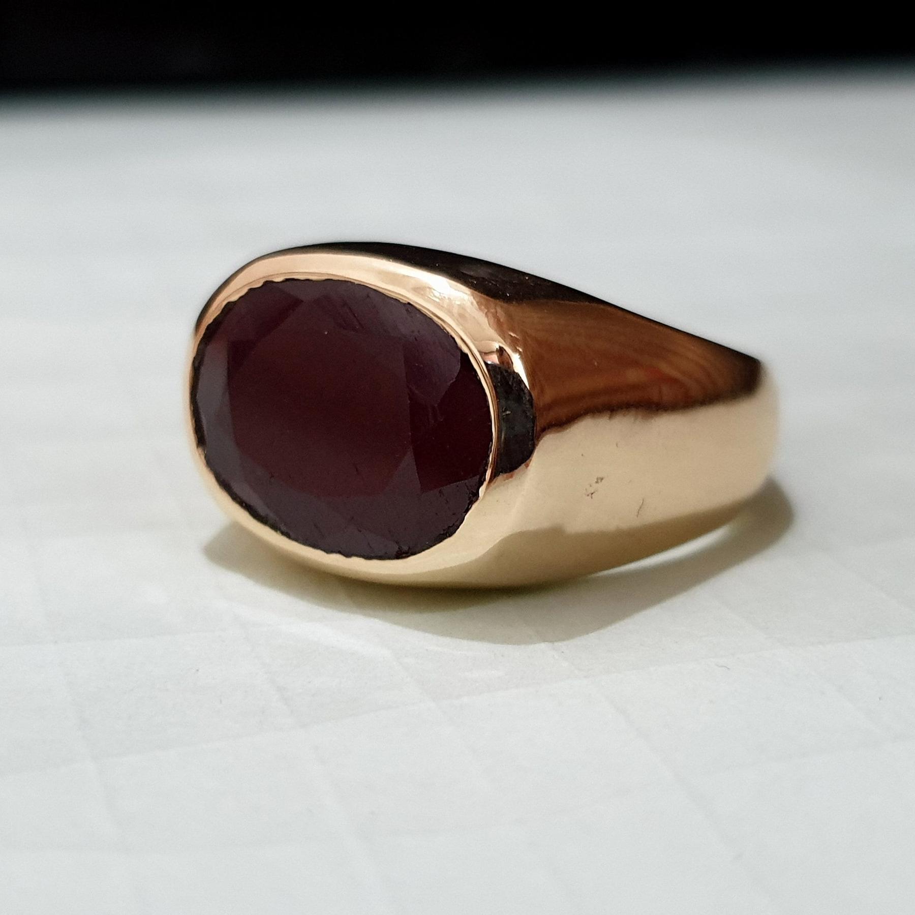 

Natural Dark Red Ruby Sterling Silver Rose Gold Fill Ring Jewelry, Handmade Artisan Gift Ring 5 рожевий колір золота