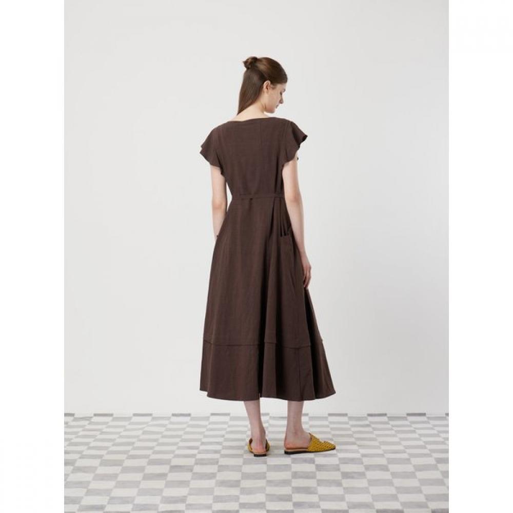 Cc Collect Linen Blend Belted Maxi Dress C252mse039