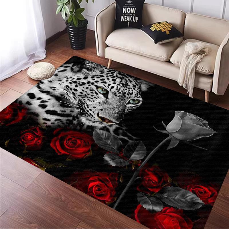 Rose leopard print carpet African cheetah room decoration Large Area Rugs Living Sofa Doormat Non Slip Hallway Balcony Floor Mat
