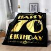 1pc Happy 70th Birthday Celebration blanket Soft and Warm for Sofa Office Camping Travel Livingroom Great Gift for Friends and Family Comfortable