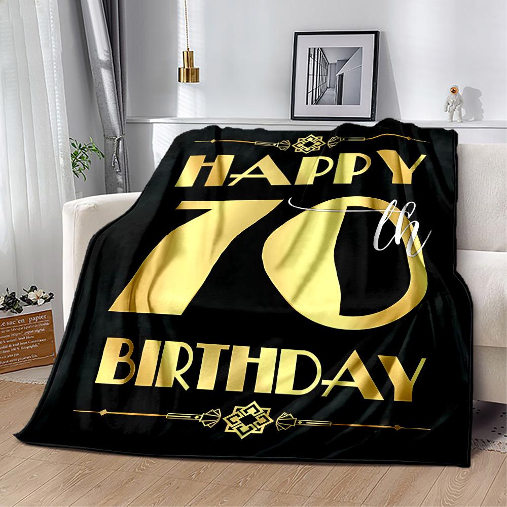 1pc Happy 70th Birthday Celebration blanket Soft and Warm for Sofa Office Camping Travel Livingroom Great Gift for Friends and Family Comfortable