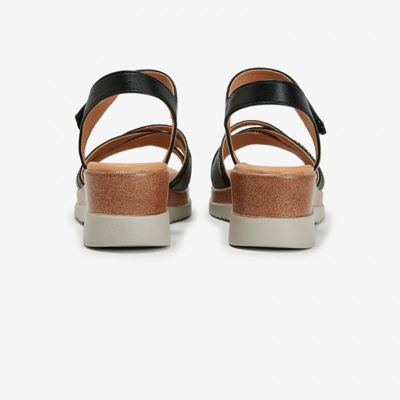 Young Age Women Mix Texture Sandals Black