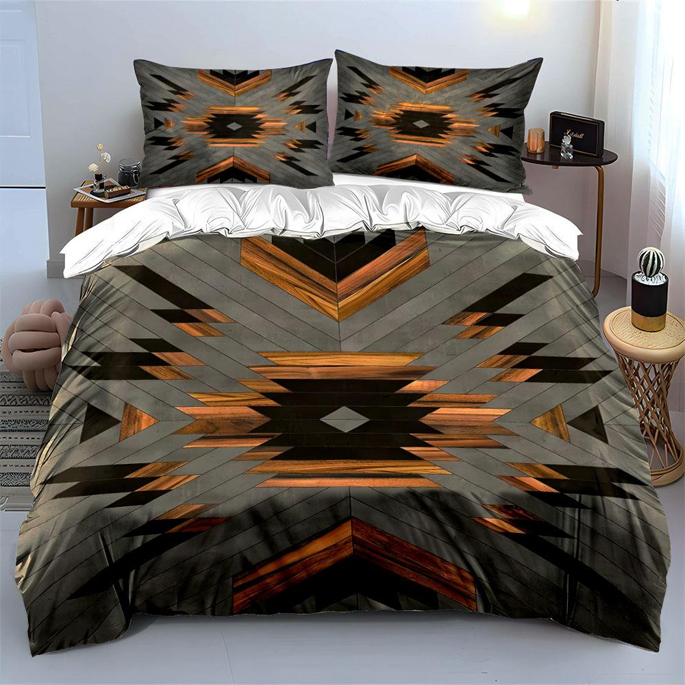 Geometric wooden diamond pattern. Bedding sets Duvet cover sets Duvet covers Pillowcases(1 * Duvet Cover 2 * Pillowcases without duvet insert)