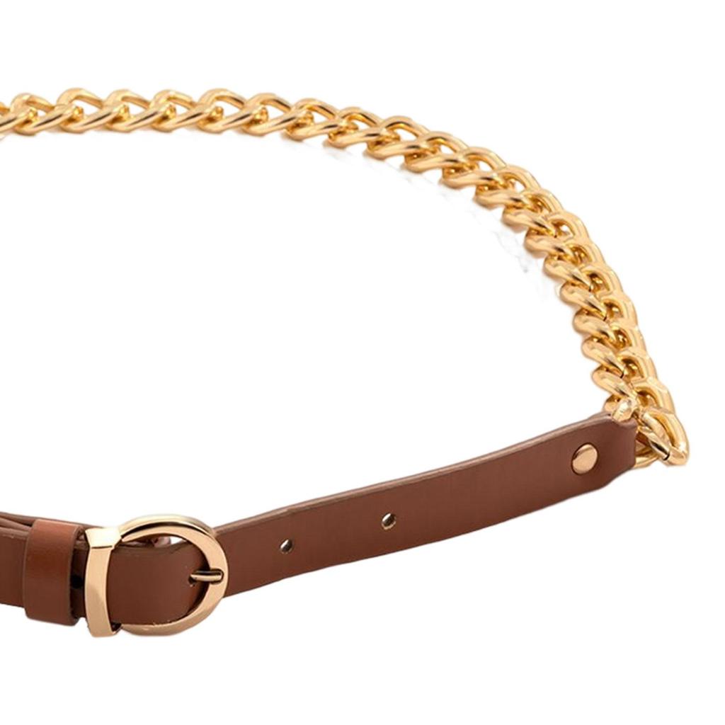 Fashion Women Waist Belt Metal Chain Dress Decorative PU Leather Waistbelt Pin Buckle for Unisex