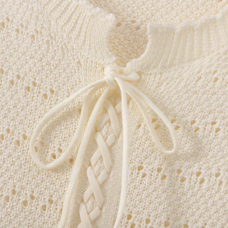 Sanpowa Women's Hollow Knit Long Sleeve Pullover