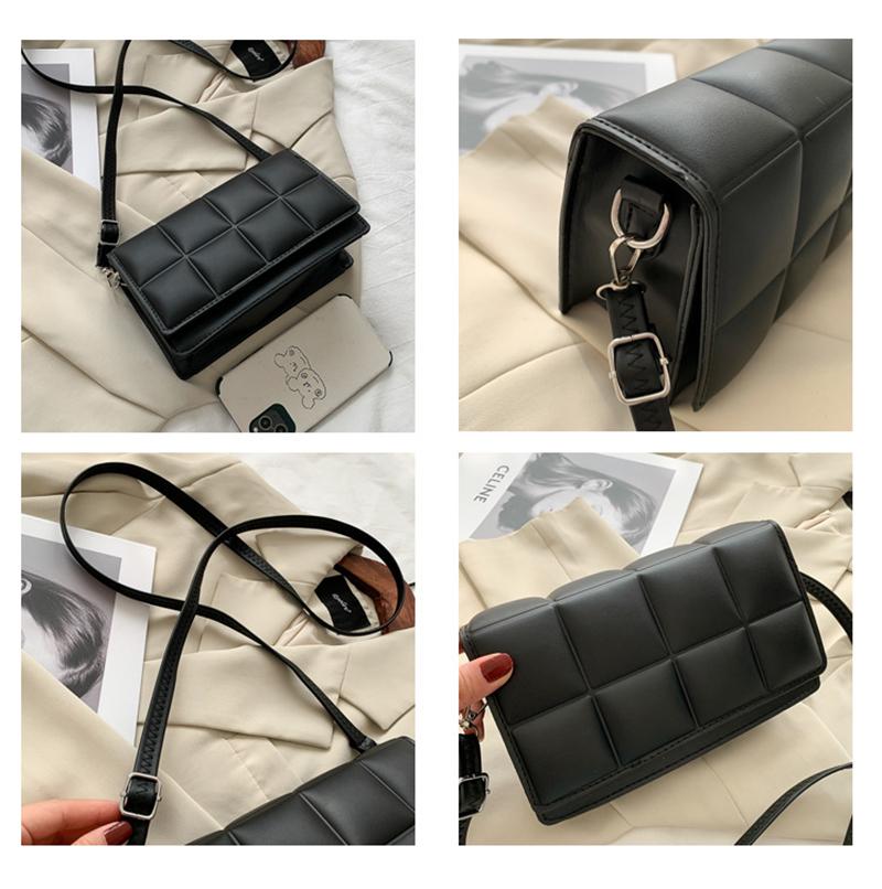 Women Plaid PU Leather Small Square Shoulder Crossbody Purse