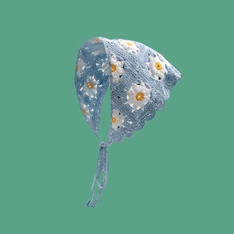 Süßes Niedliches Gestricktes Dreieck Stirnband Französischer Pastoralstil Stirnband Für Frauen Mädchen Kleine Blume Kopftuch Haaraccessoires
