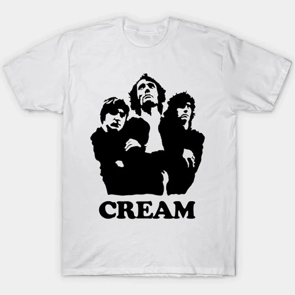 Cream Band Unisex Tshirt White Short Sleeve All Sizes S to XL TD