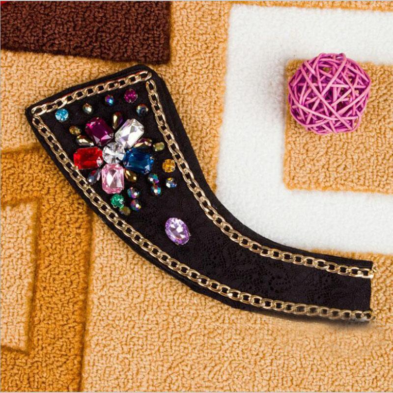 New Black Beading Fake False Collar for Women Punk Detachable Collars for Choker Rhinestone Beads Sewing Apparel Accessories