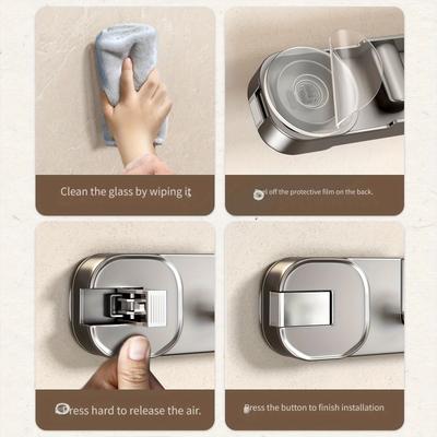 Powerful Vacuum Suction Cup Hook Rack with Hidden Hooks,Easy Install,No Drilling & Traceless Removal,Foldable Plastic Organizer