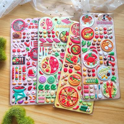 4 Pcs Appetizing Food Bubble Stickers - Multiple Styles, Kids' DIY Stickers, Perfect for Notebook BulingBulingStickers Store