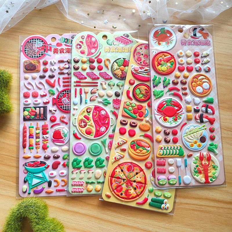 

4 Pcs Appetizing Food Bubble Stickers - Multiple Styles, Kids DIY Stickers, Perfect for Notebook BulingBulingStickers Store
