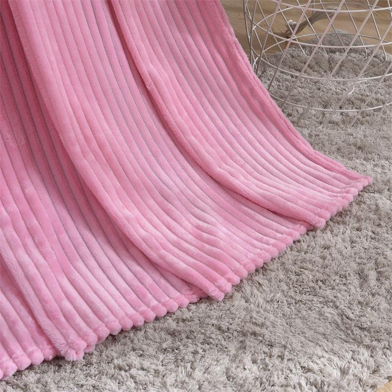 Solid-Color Mink Fleece Striped Blanket Flannel Blanket Thickened Yoga Blanket